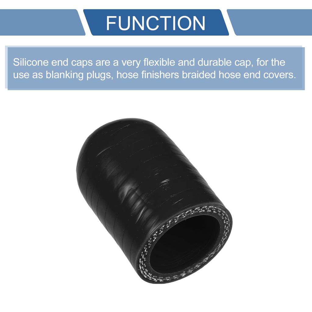 X AUTOHAUX 1pcs Length 30mm Inner Diameter 22mm/0.87" Black Car Silicone Rubber Hose End