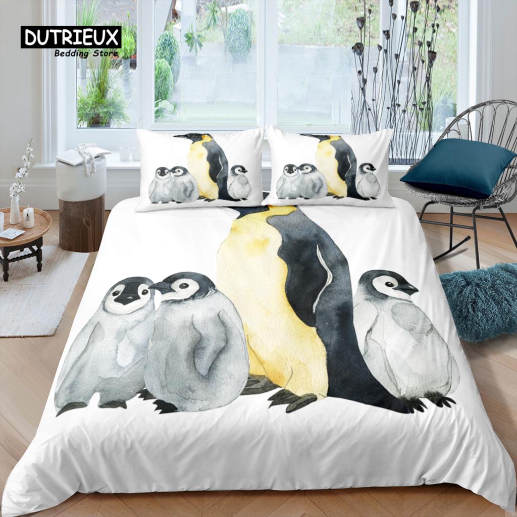 

Предметы для дома Роскошный 3D комплект постельного белья с пингвинами Набор пододеяльников Наволочка Комплект детского постельного белья Размер Queen и King Размер EU/US/AU/UK EU single(135x200cm)