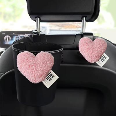 Süßer Retro Roter Herz Auto Mülleimer Hinten Für Rücksitz Kopfstütze Hängender Organizer Müll Leder Aufbewahrungstasche Auto Zubehör