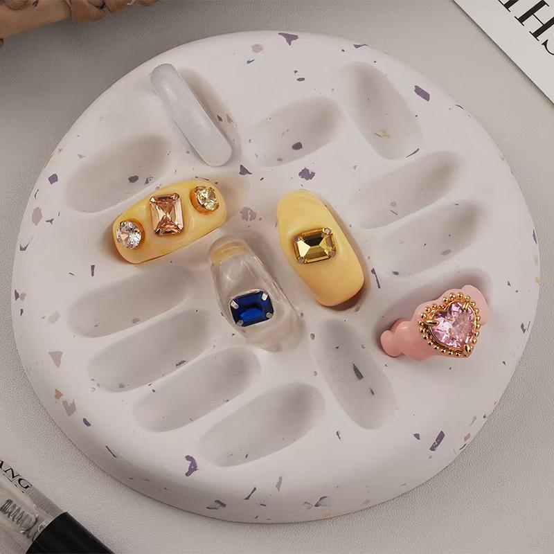 Runde Ringablage Silikonform DIY Handgemacht Tropfenkleber Harz Gips Unregelmäßig Schmuckaufbewahrungsform Ringablage