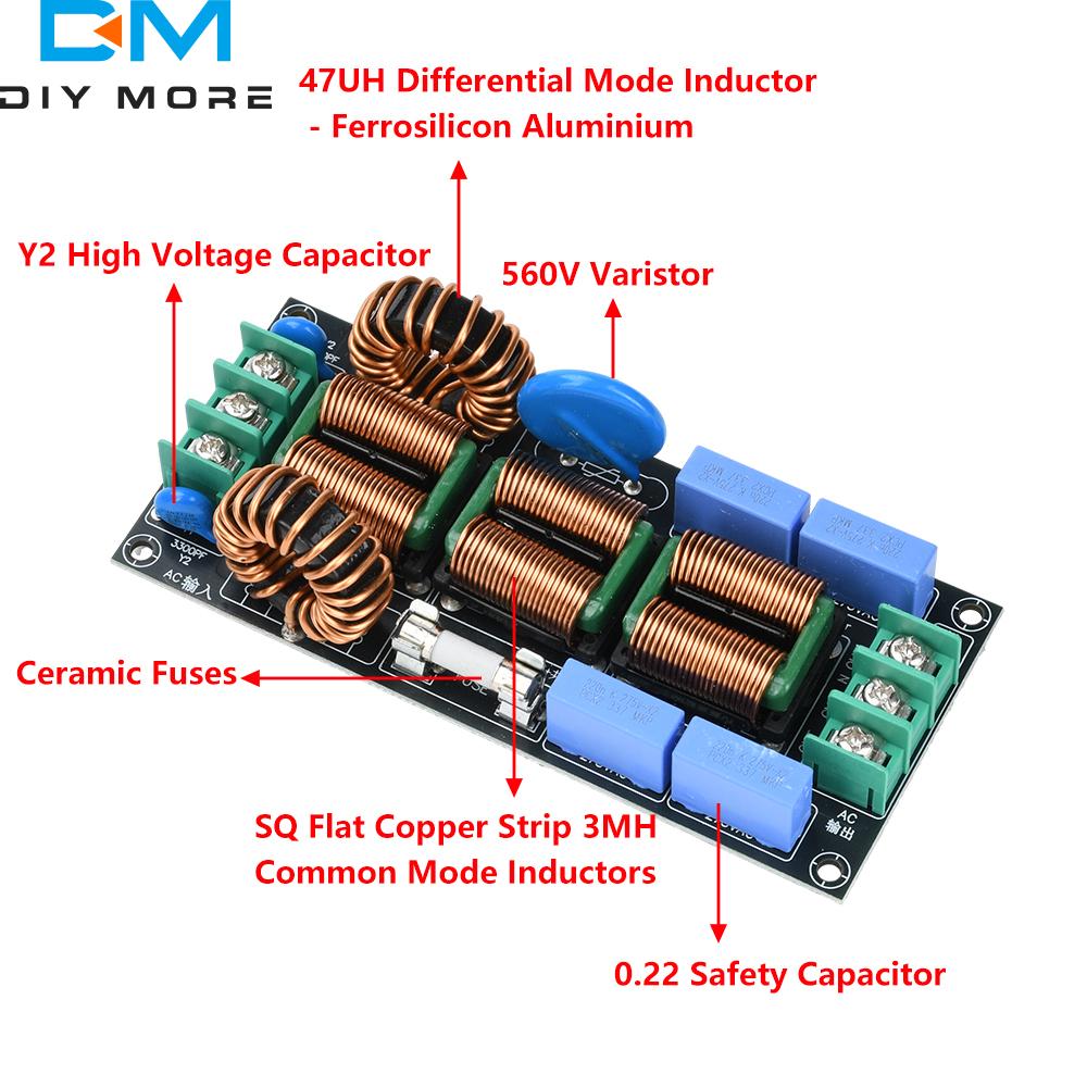 16A AC 110-250V EMI Filter Four Stage Electromagnetic Interference Filter Power Supply Module