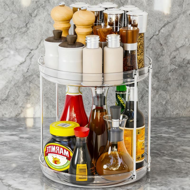 360° Rotating Kitchen and Bathroom Organizer for Spices, Cosmetics, and Skincare