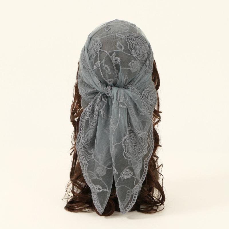 Hot-selling new rose-embroidered polyester square scarf fashion versatile spring, summer and autumn decorative shawl bag headscarf