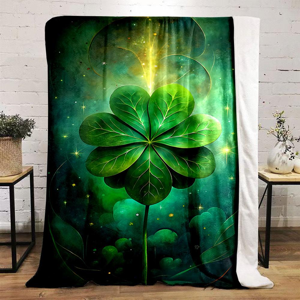Lucky Clover Green Glow for All Seasons Blanket Lunch Break Throw Gift
