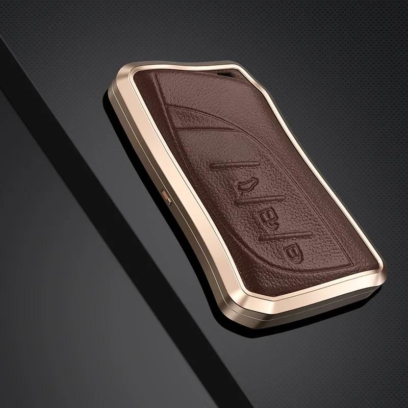 Alloy Leather Car Key Cover Shell For Lexus Es Nx Gs Rx Ux250 Ux260 Es350 3/4 Button Remote Holder Auto Accessories