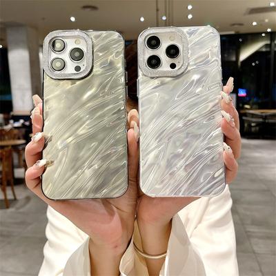 Custodia con lente Flash Diamond di lusso Custodia abbagliante con ondulazione dell'acqua per iPhone 15 Pro Max 14 Plus 13 12 Pro 11 Custodie anticaduta all-inclusive