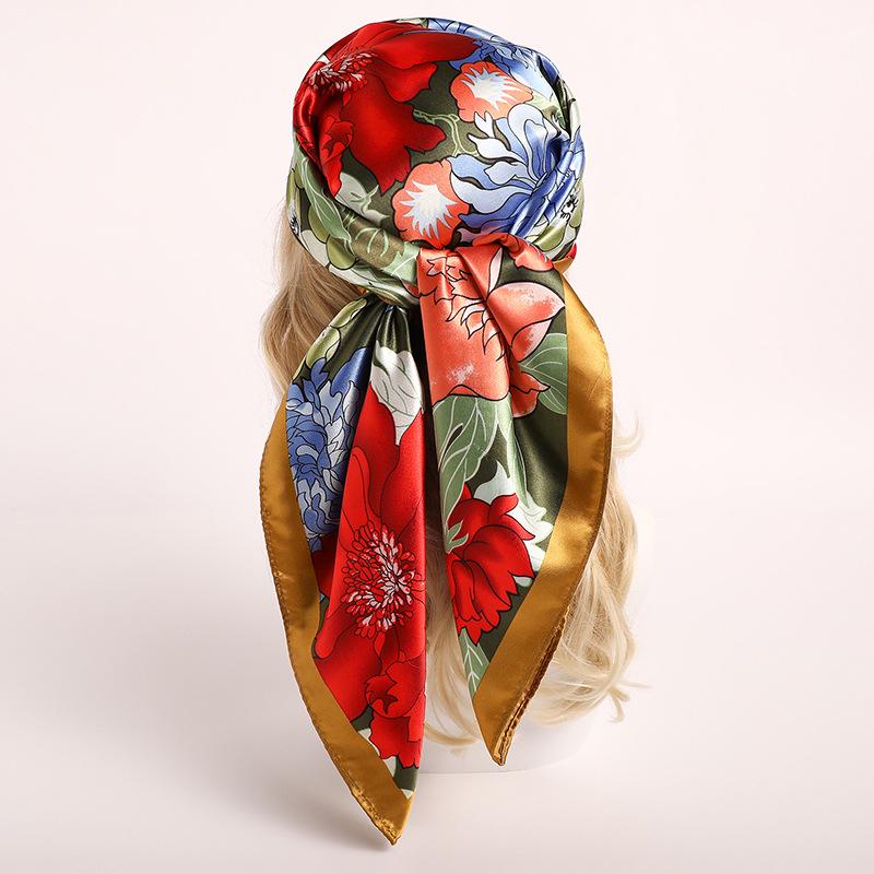90 * 90cm New Silk Scarf Women'S Spring And Summer Decorative Scarf Sunscreen Travel Shawl Autumn And Winter Scarf Thin Edition
