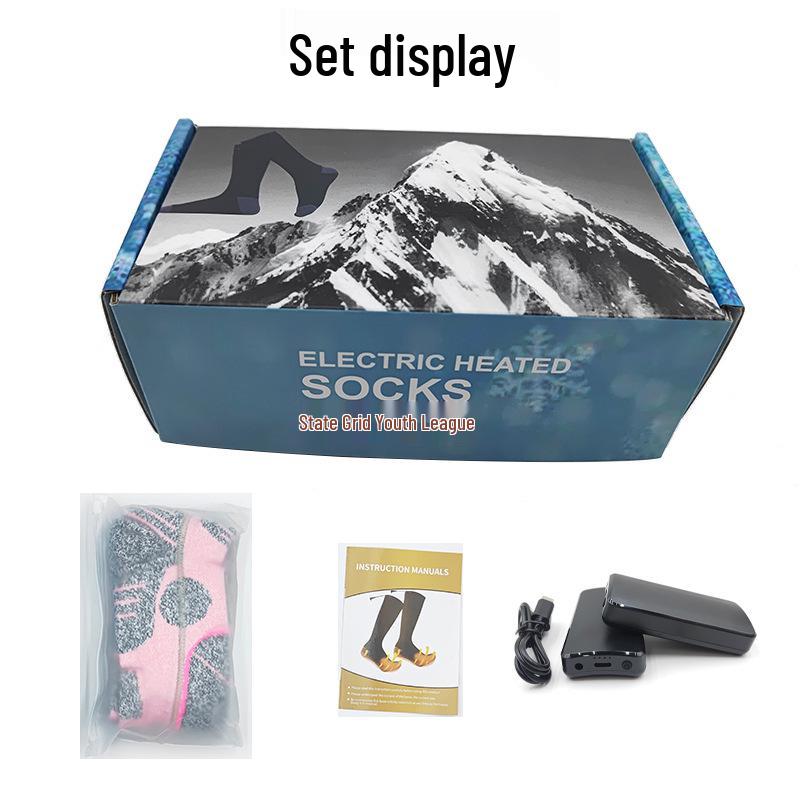 USB Rechargeable Heated Knee-High Socks for Winter Skiing and Outdoor Sports
