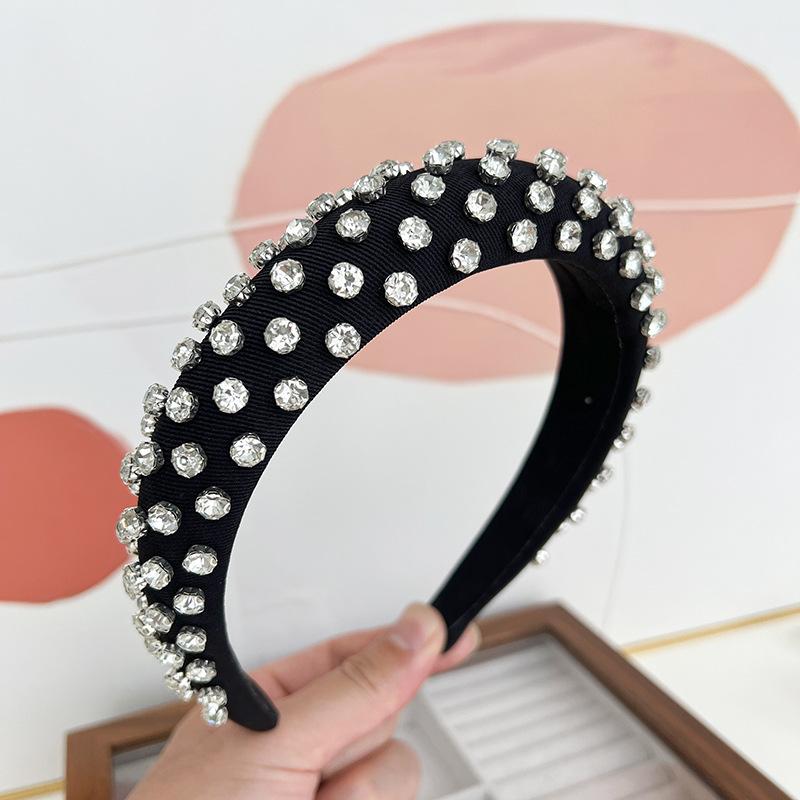 Colorful Full Diamond Popular Rhinestone Hair Accessories Headband For Women Boutique High-end Cotton Crystal Dot Hair Hoops