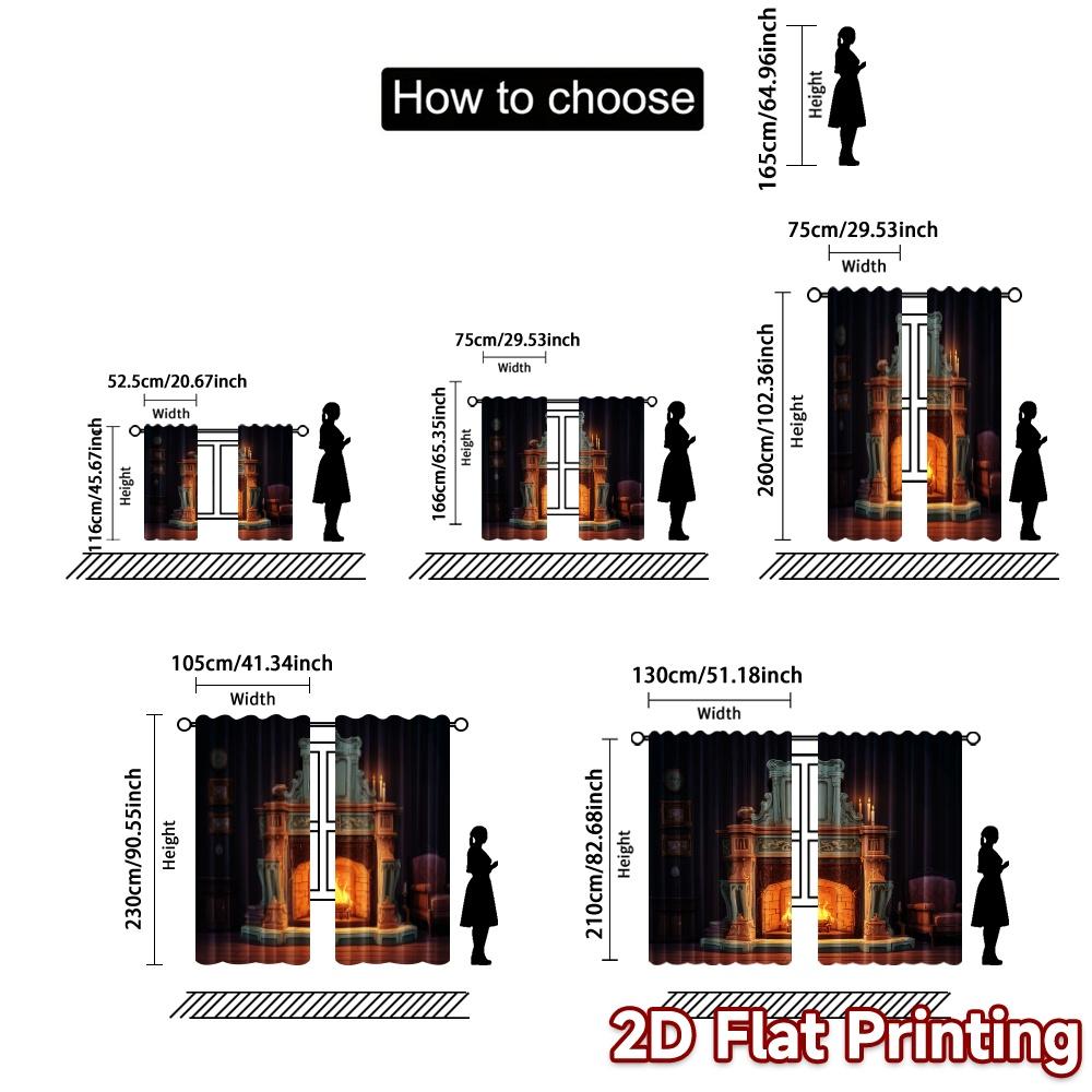 Set Of 2 Flat Printing Curtains Without Rod Cozyhearth Popular Versatile Polyester Fabric Curtain Semi Sheer Made