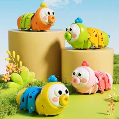 1/4Pcs Wind-up Caterpillar Crawling Toy Movable Mouth Wriggly Worm Toy Toddlers Boys Girls Educational Interactive Spring Clockwork Animal Toy