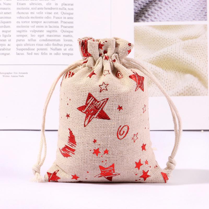 Advent Calendar Christmas Drawstring Gift Bag Set with Deer Pattern, 1-24 Count Cotton Bags