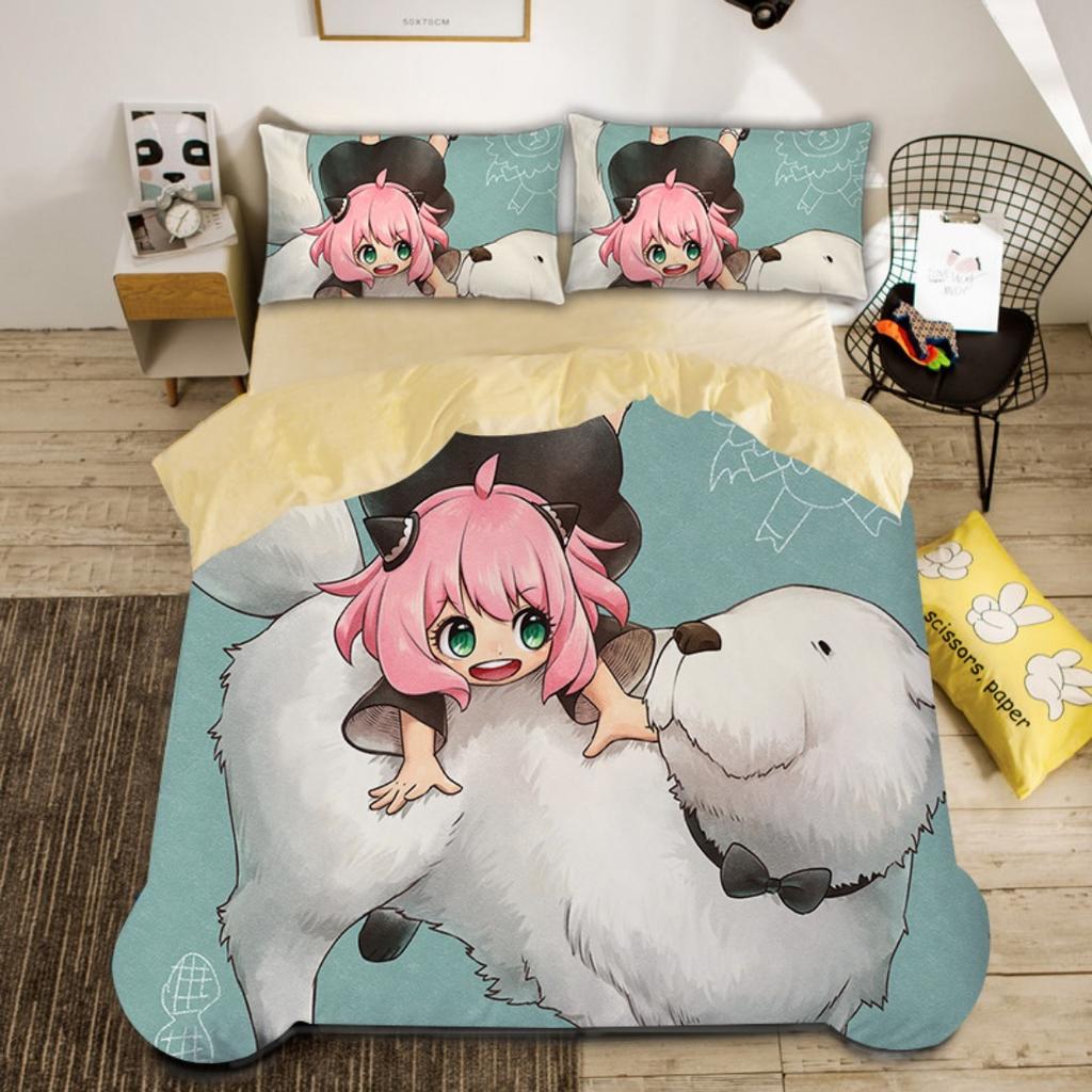 Søtt Spy x family Anya Dynetrekk, Anime Spy Family Sengetøy, Gutter Jenter Enkelt Twin Queen Size Dynetrekk