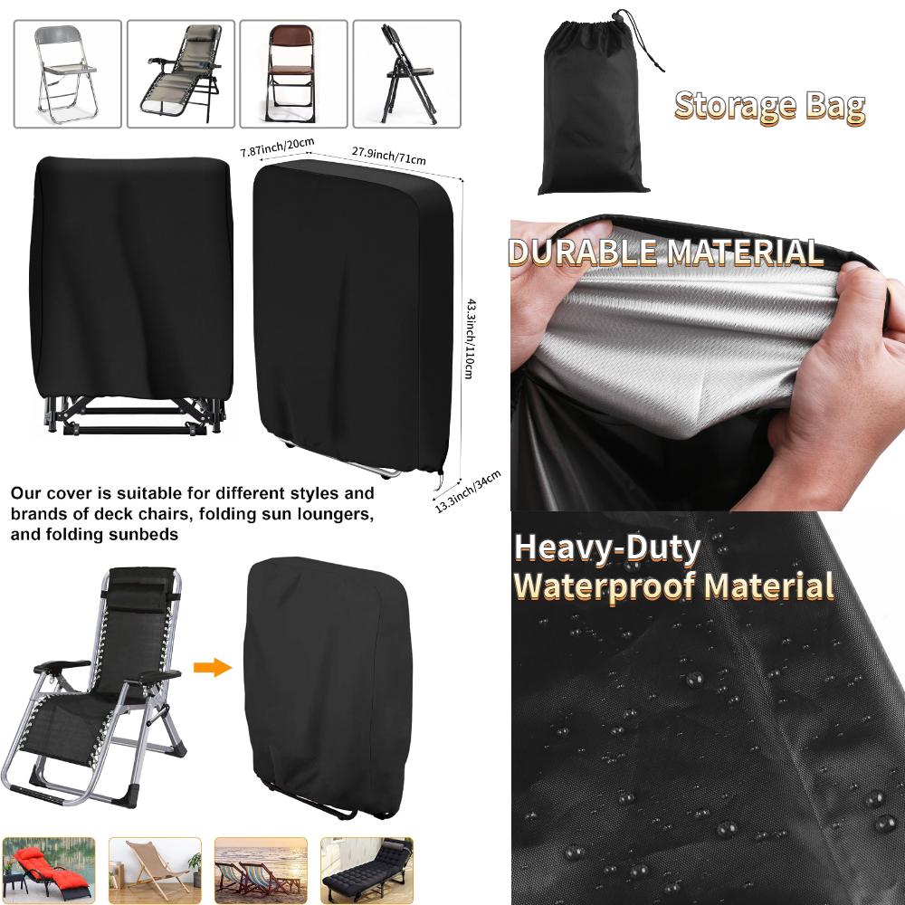 210D Oxford Garden Chair Cover Waterproof Furniture Protector Dustproof Bench/Stacking/Folding Chair Cover Patio Seat Rain Cover