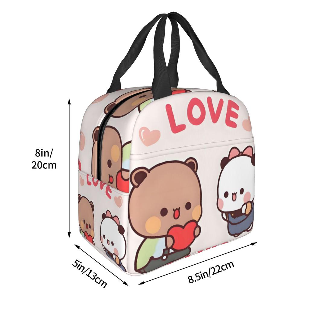 Kawaii Dudu Bubu Perzik En Goma Geïsoleerde Lunchtas voor Beer Panda Herbruikbare Thermische Koeltas Voedsel Lunchbox Werk School