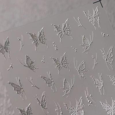White Butterfly Shape Nail Sticker Stereoscopic Relief Decal Adhesive Nail Art Salon Diy Nail Art Enthusiasts
