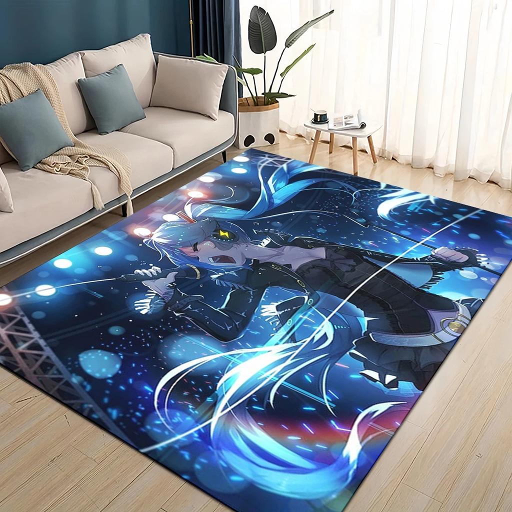 3D M-MIKUS Music VOCALOID Cartoon Girl Rug Carpet for Living Room Bedroom Home Decor,kids Play Non-slip for Sofa Doormat