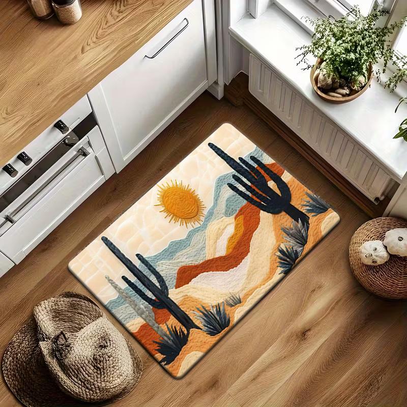 VIKAMA Desert Cactus Floor Mat Colorful Doormat Welcome Mat Cozy Kitchen Rug Rug For Bedroom Carpet For Living Room Home Decor