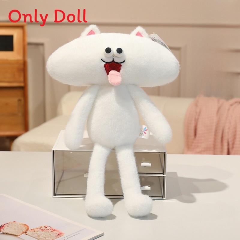 Super Soft Short Plush Frenchie Cat Plush Toy With Tongue Out Funny Design For Kids And Teens