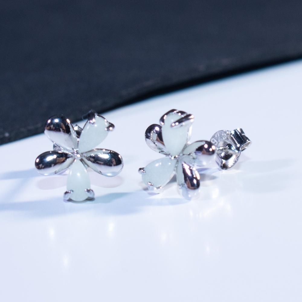 Delicate Flower Earrings Female Minority Noctilucence Stone 925 Sterling Silver Lucky Earrings