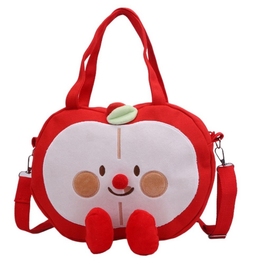 New ins style red house messenger bag cute cartoon fruit canvas bag apple pear shoulder bag