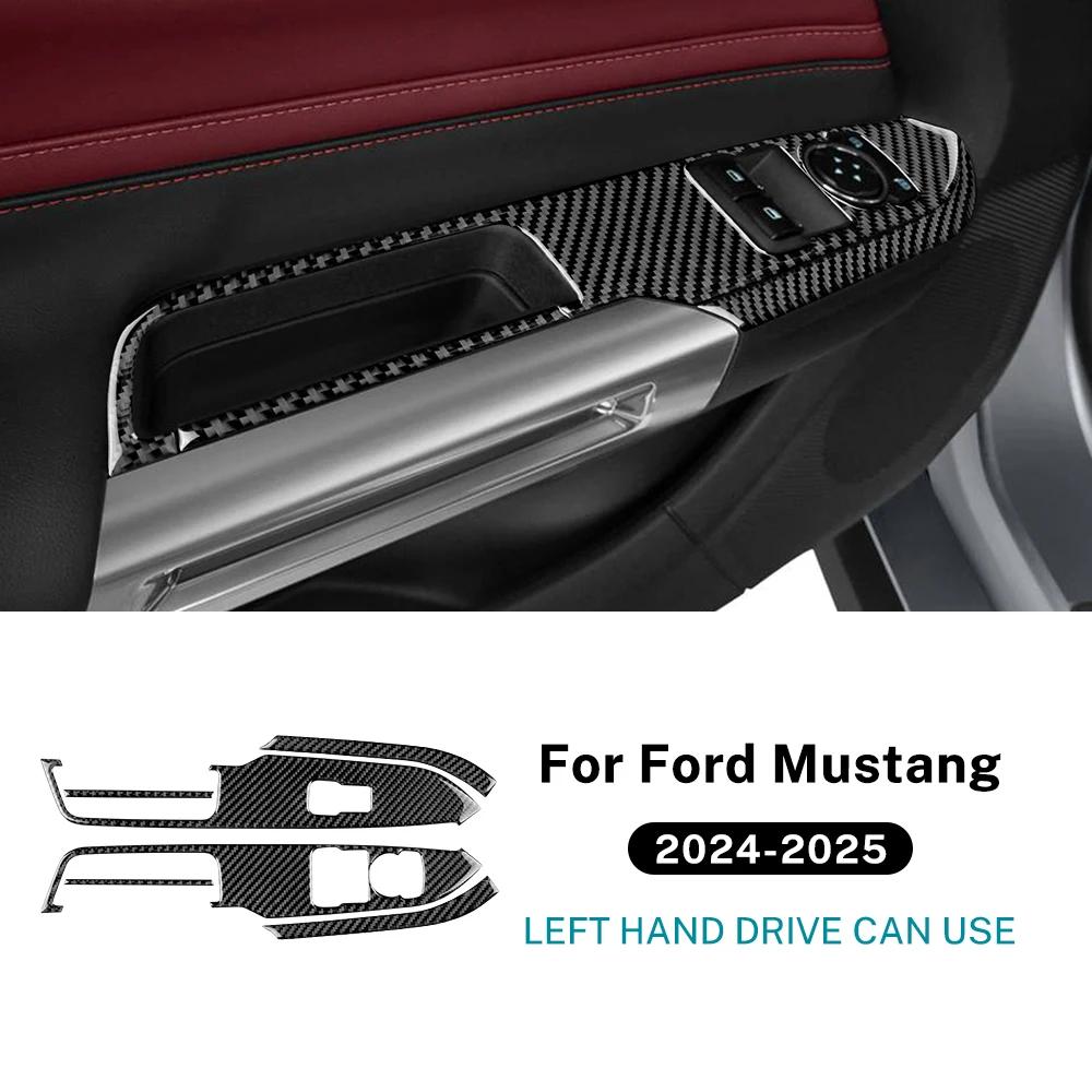 För Ford Mustang Dark Horse EcoBoost GT S650 2024 2025 2026 Äkta Mjuk Kolfiberklistermärke Bil Dörr Fönster Knapp Panel Trim