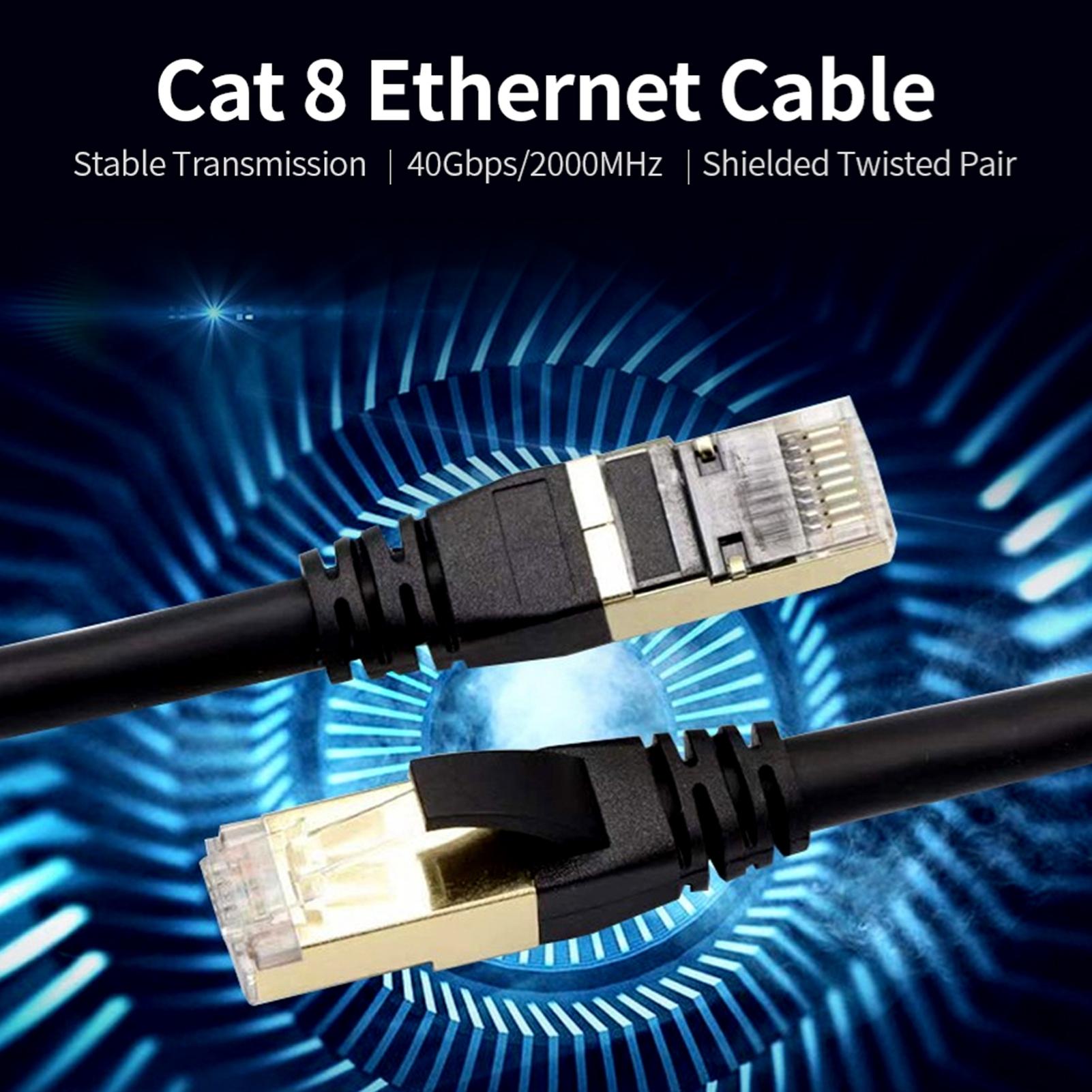 

Cat8 Ethernet Cable High Speed Network Cable 40Gbps 2000Mhz Shielded Twisted Pair Gold Plated RJ45 Interface Black 3m 3meter / 9.8ft