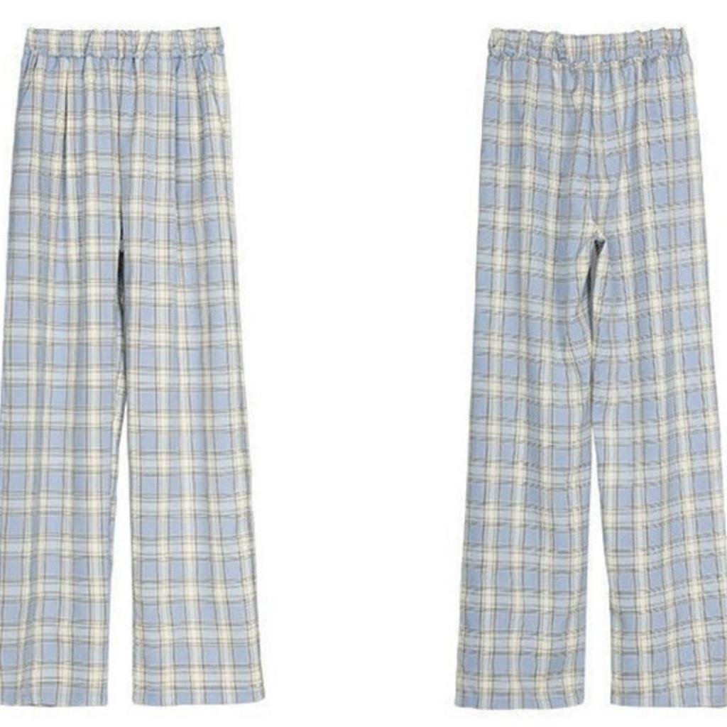 Vintage Plaid Women Pants High Waist Wide Leg Straight Pant Loose Casual Female Trousers Wide Leg Pant Fashion Streetwear