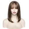 Synthetic Long Straight Hair Wig with Bangs Brown Afro Wigs for Women Daily Cosplay Halloween Natural Layered Haircut