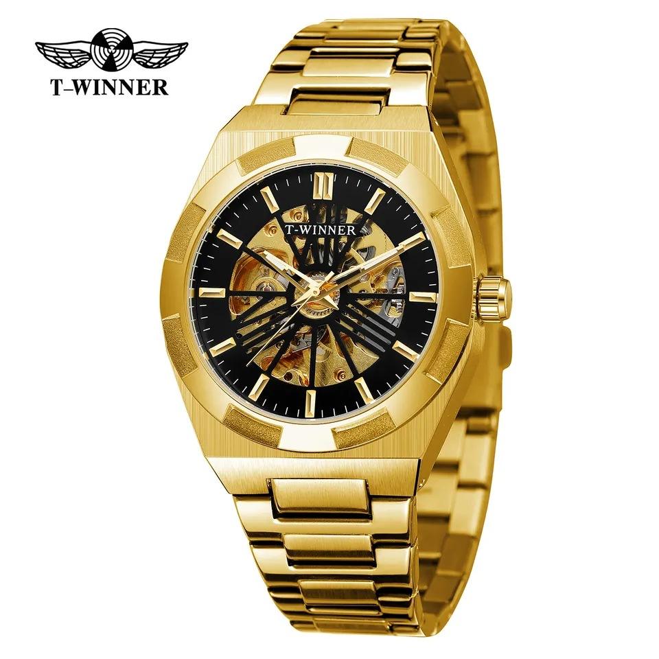 

T-Winner Мужские модные повседневные полые автоматические водонепроницаемые механические часы