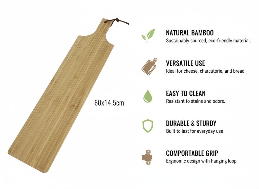 Cutting Board Serving Plate Bamboo 60X14.5Cm Ecological
