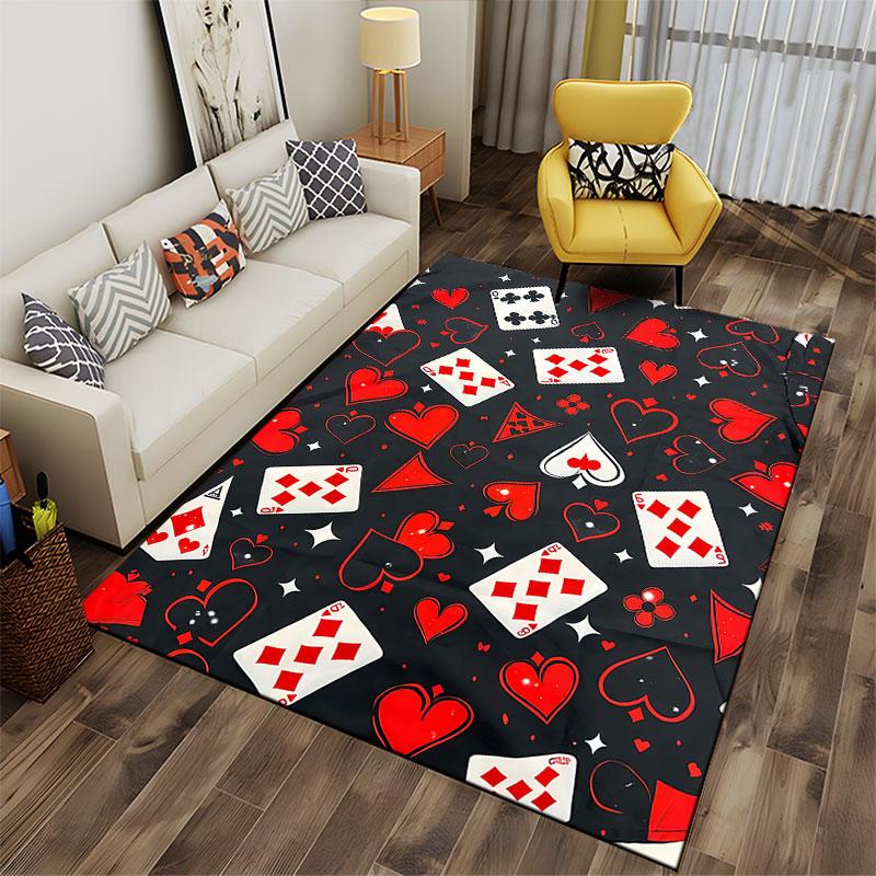 Playing Cards & Heart Pattern Suitable As a Non-slip Mat for the Living Room or Bedroom Sofa