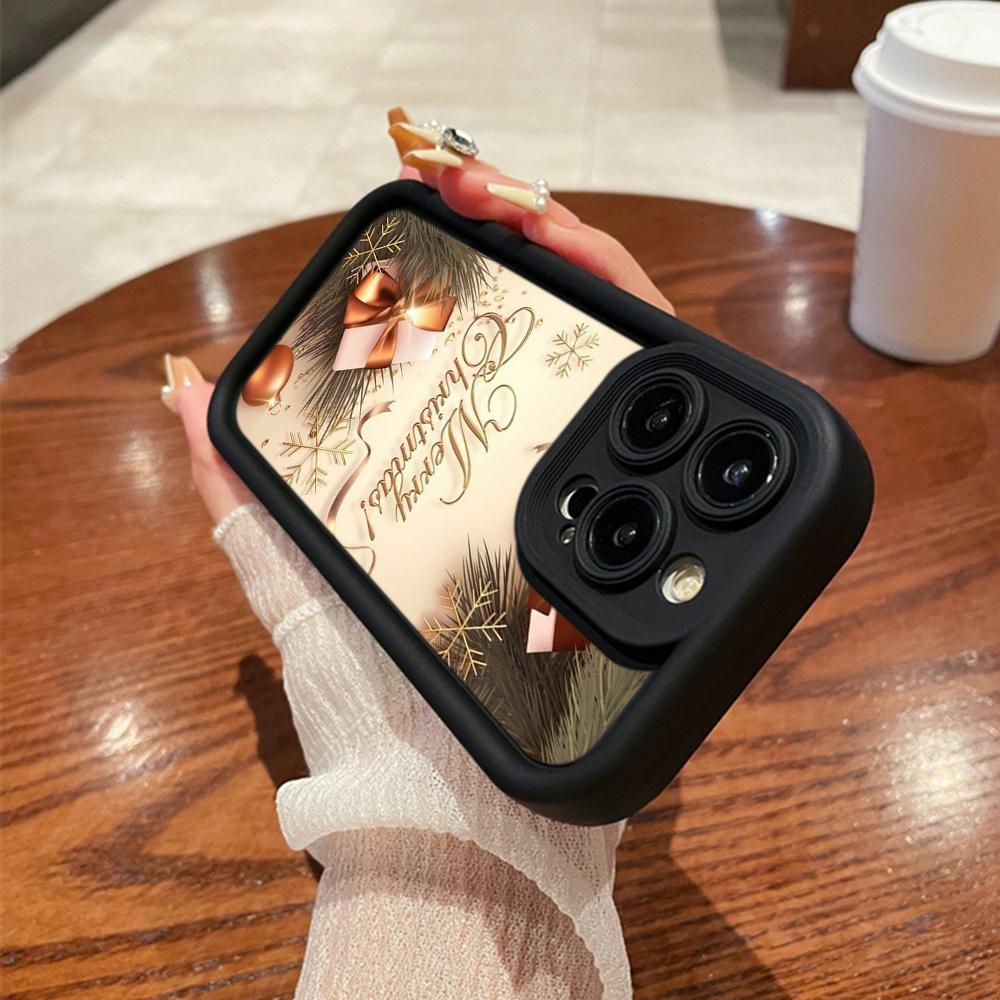 N114 Merry Christmas Desig Art Happy New Year Soft Angel Eyes Phone Cases for iPhone 16 15 14 13 11 Pro Max 8 7 6s Plus 12 XR XS Max Shockproof Cover
