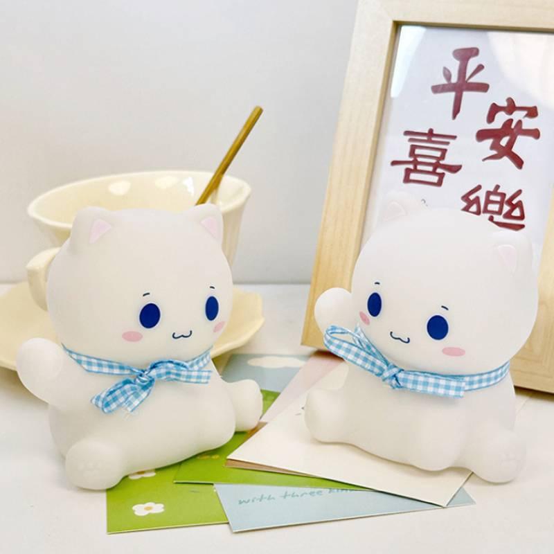 Cartoon Cat Lucky Night Light Dormitory Bedroom Bedside Lamp Decor Ornaments