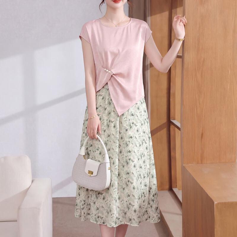 

Elegant Floral Chiffon Skirt Set for Women 3XL (Recommended for 138-154 lbs)