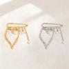 Decoration Imitation Pearl Tassel Chain Metal Brooch Korean Metal Heart Brooch for Women Men Suit Pin Cloth Jewelry Accessories