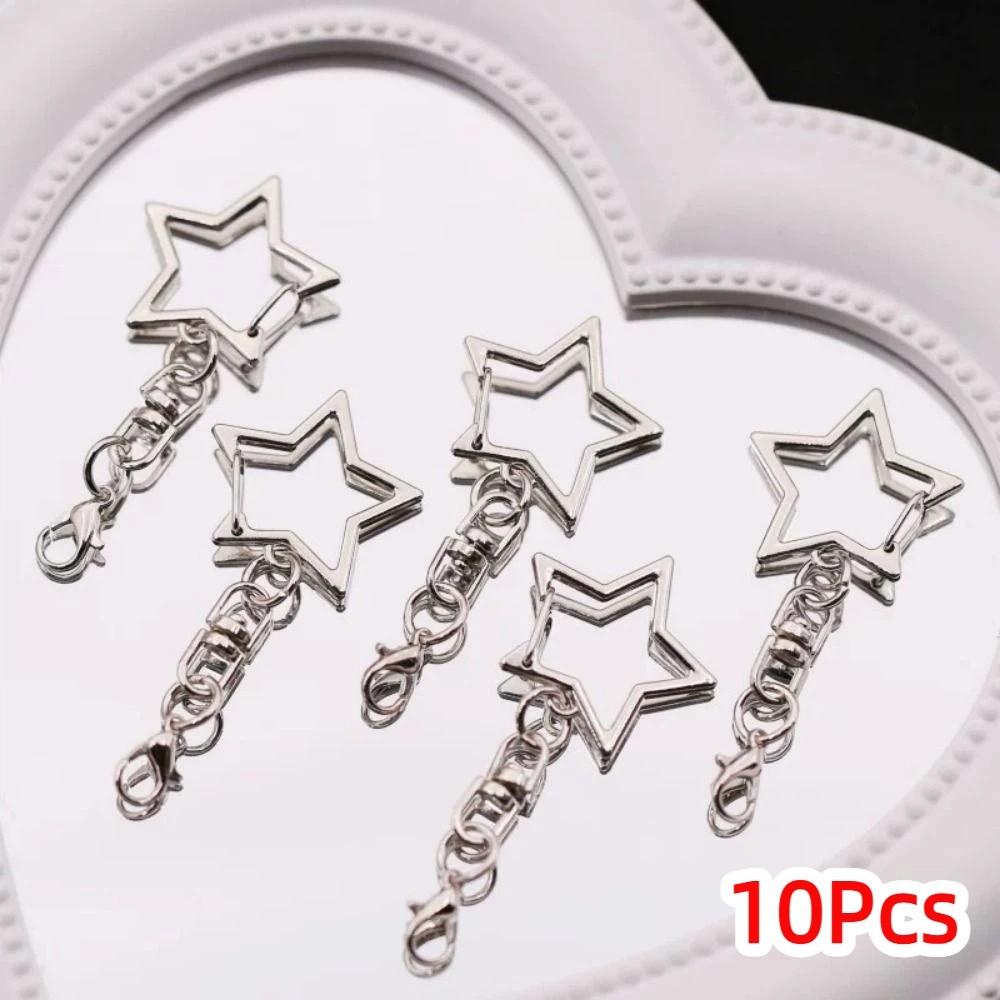 10Pcs 360 Rotate Keyring Pendant Star Heart Keychain DIY Accessories  Doll Hanging