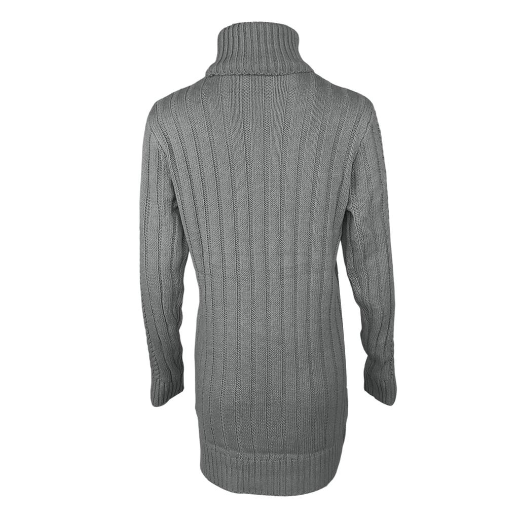 Women's Fall And Winter Knitted Long-Sleeve Turtleneck Cable-Knit Slim-Fit Sweater Dress