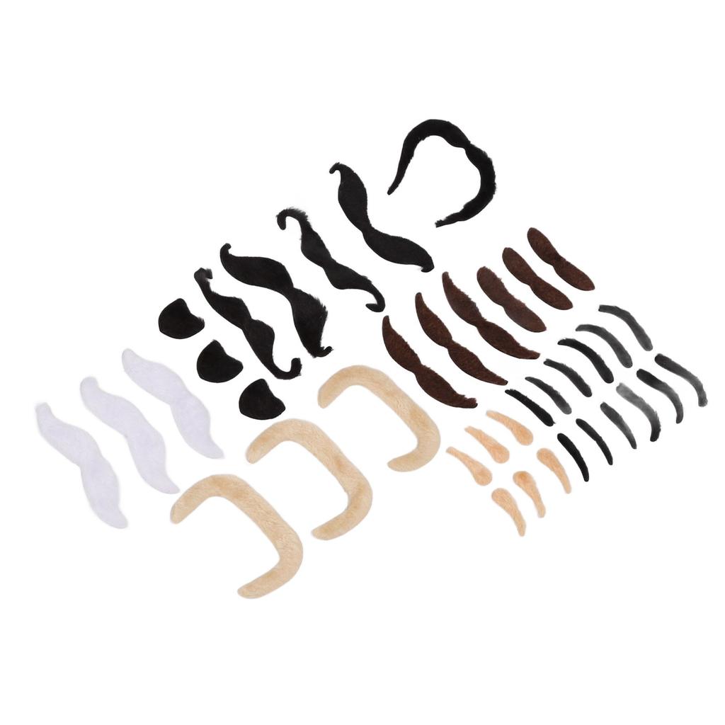 Conjunto Sobrancelha Barba Falsa Flanela Curta Sobrancelha e Bigode Artificiais com Adesivo nas Costas para Festa Temática