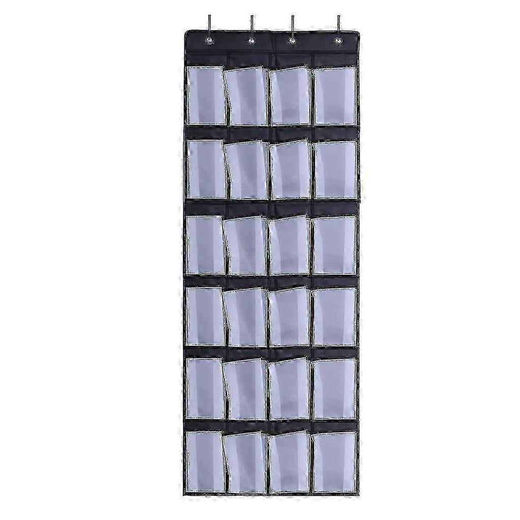 24 Fächer Über die Tür Schuh-Organizer Vliesstoffe Aufbewahrungstasche Hängende Netz-Tasche (Schwarz und weiß) hwyC
