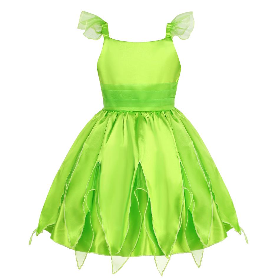 Children's Halloween Green Fairy Tinkerbell Costume Dress
