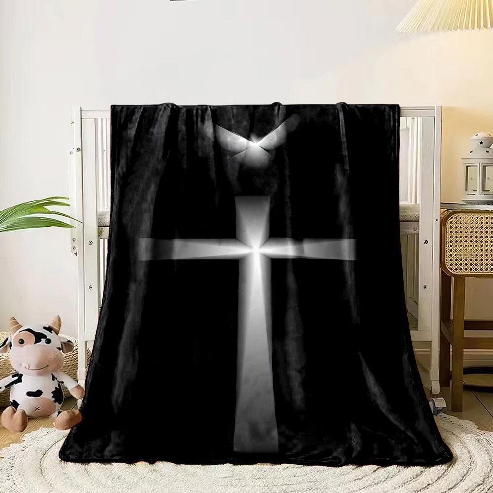 Cross Holy Spirit Blanket  Printed Blanket for Living Room Bed Couch lunch break Soft Cozy Blanket for Friend's festival Gift