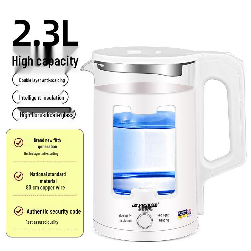 2.3L High Borosilicate Glass Electric Kettle with Auto Power-Off & Keep Warm Function