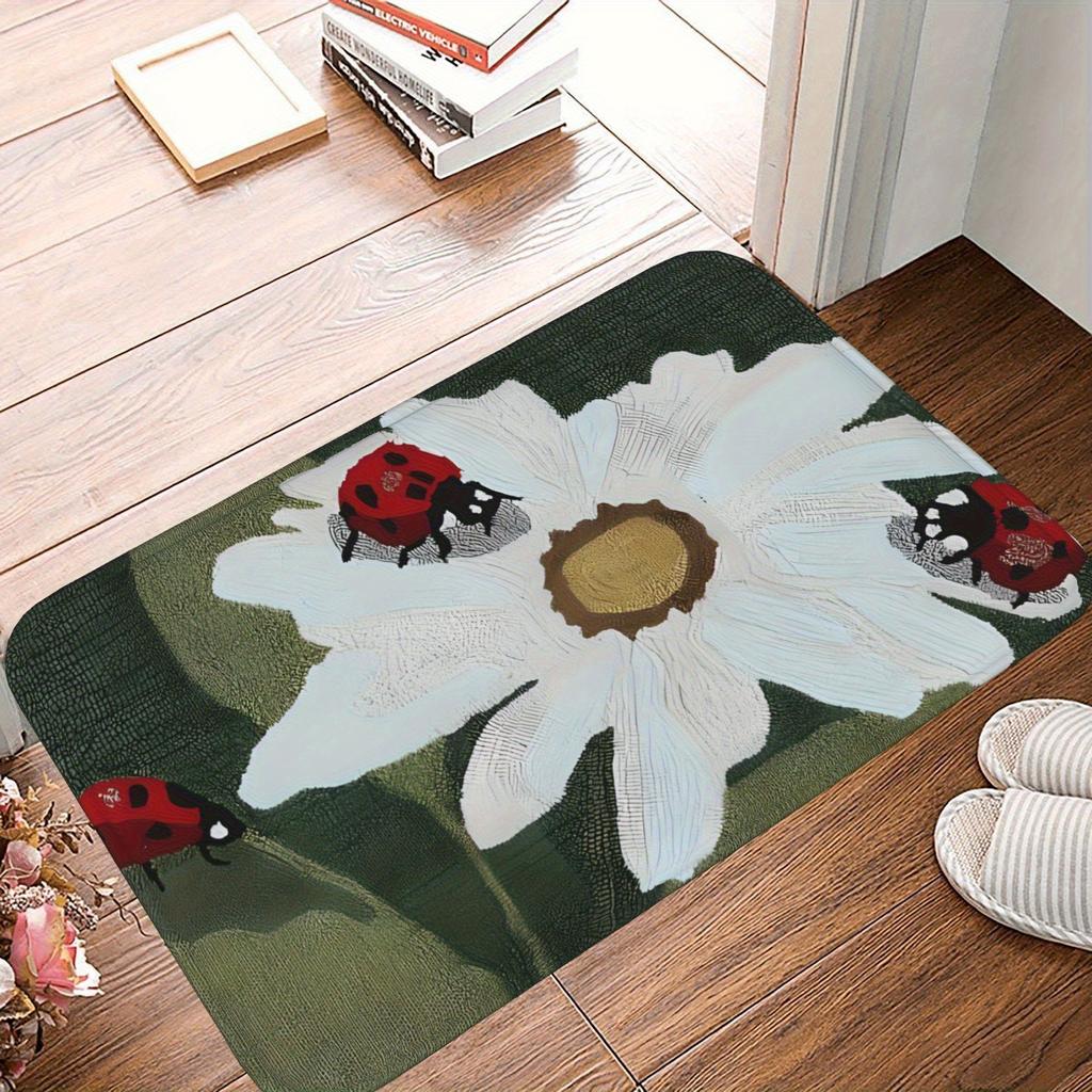 1PC Flowers Pattern Kitchen Rug Non-Slip Door Mat Pop Design Bathroom Rug Bath Mat Carpet for Home Sink Laundry Decoreeree
