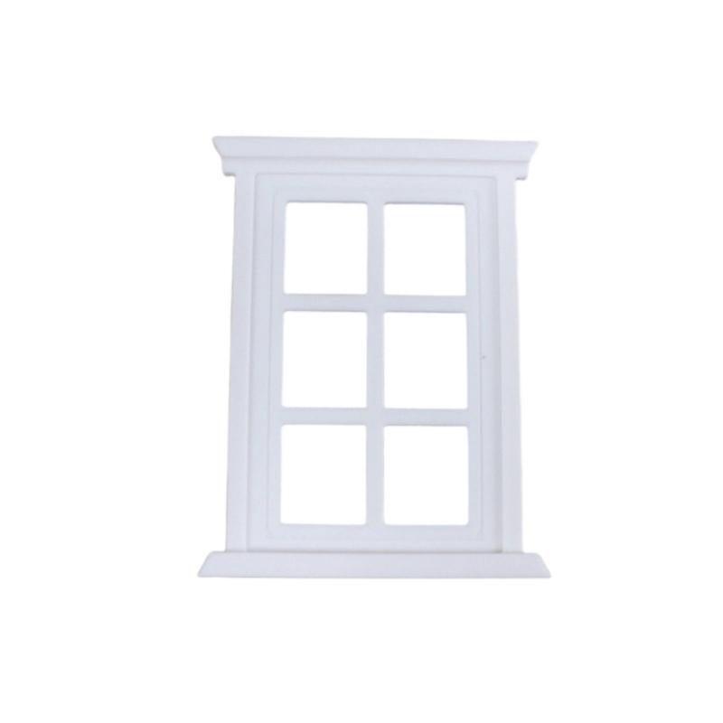 White Miniature Doll House Window Frame With Panels For Customizable Doll Accessories S