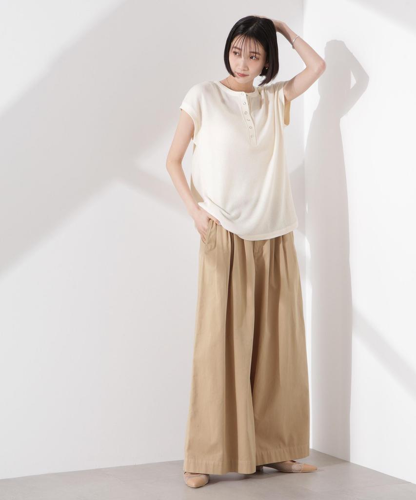 Nano Universe Women's Waffle Henley Sleeveless Top, Oatmeal, Size F 033, 673-5124311