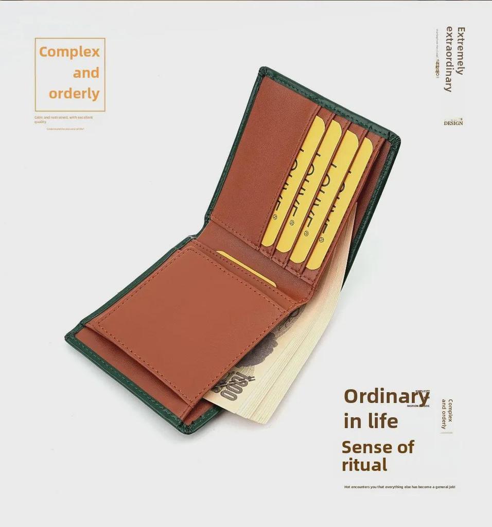 Japonská kožená pánská krátká peněženka na přehýbání s mincovní kapsou