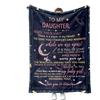 To My Daughter Throw Blanket Star Moon Print Soft Flannel Warm Blanket Inspirational Words Gift for Daughter from Mom Dad