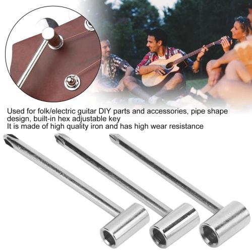 6.35mm Pipe Wrench, Hex Wrench, Rod Wrench for 7mm and 8mm Truss Rods, Wear-Resistant Neck Repair (Silver, 6.35mm + 8mm, 3-Pack)