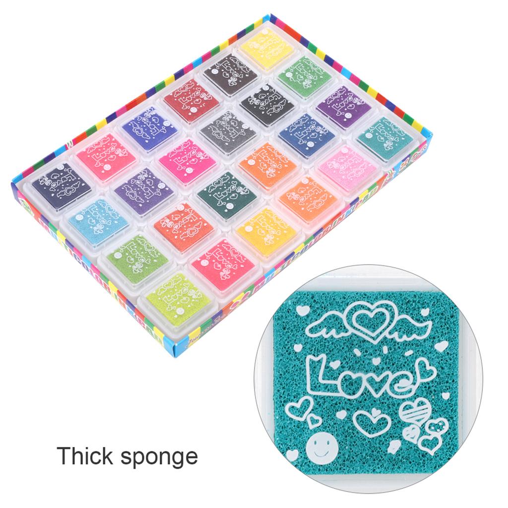 24 Colors Ink Pad Coloured Children Painting Accessory Finger Painting Stamp Pad
